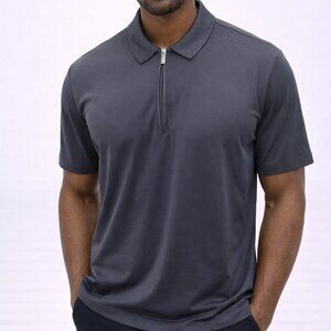 NEW w/ TAGS Perry Ellis Men Black Zip Polo Shirt XL Active Classic Office Golf